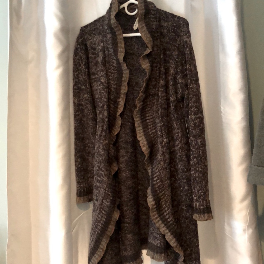 Shades of brown long sweater jacket